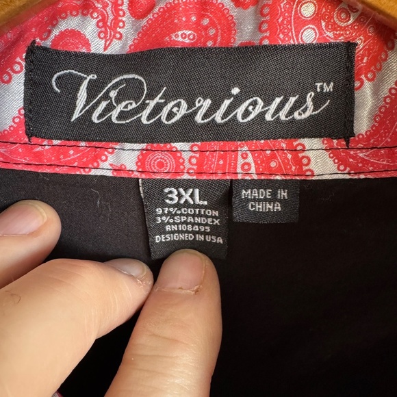 Victorious Men's Embroidered Button Up Shirt Sequins Black 3XL Western Flare - Picture 3 of 15